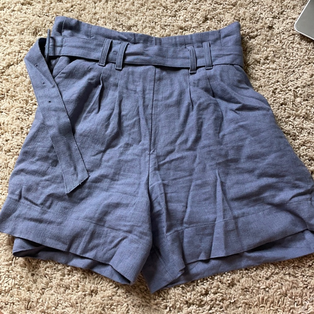 High Waisted Linen Midi Shorts